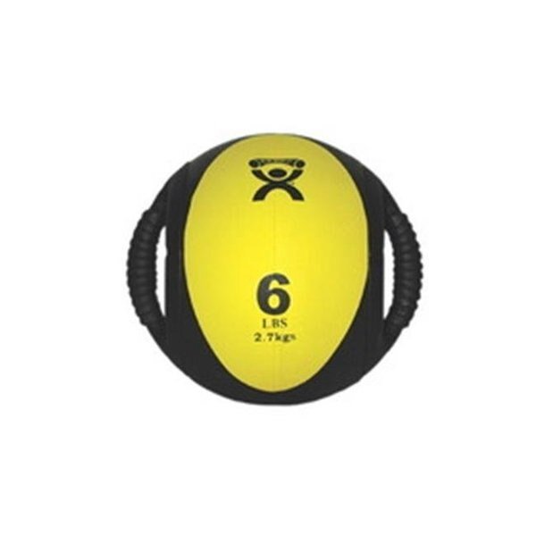 Fabrication Enterprises 10-3180 9 in. Cando Dual-Handle Medicine Ball; Yellow - 6 lbs, Fabrication Enterprises, Mfr#: 467786